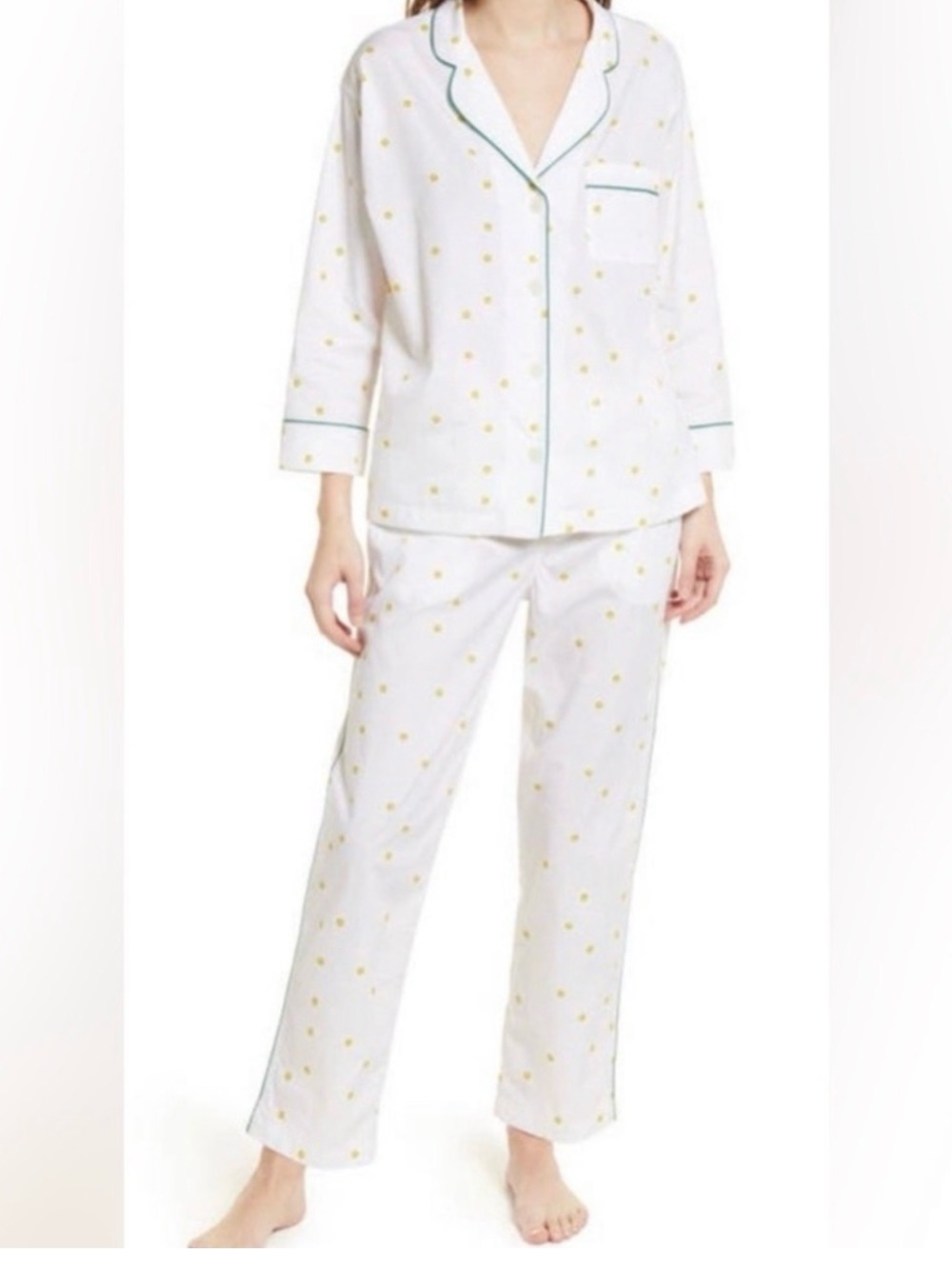 Sleepy Jones Smiley x Marina Pajama Set White & Yellow XS